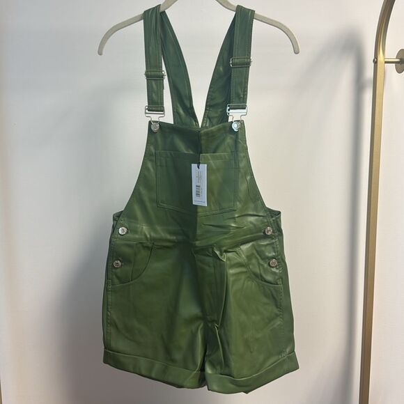 WeWoreWhat Green Faux Leather Overalls Small - Picture 5 of 9